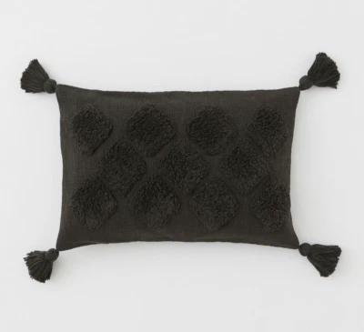 H&M Home Guarnito Copricuscino Rettangolare Nero Antracite Grigio 40 X 60 CM - Immagine 1 di 2