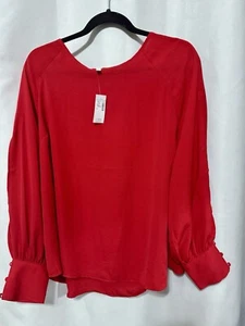 New Women's Maurices Plus Size 0X Red Top Dress Shirt Blouse Long Sleeve - Picture 1 of 4