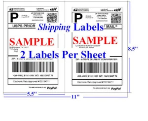 S 3000 Shipping Labels Self Adhesive Half Sheet 5.5 x 8.5 USPS UPS eBay FedEx - Picture 1 of 1