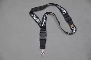 Guinness Clip Lanyard Black 2.5cm Wide With A Easy Removal Lock & Detachable End - Foto 1 di 6