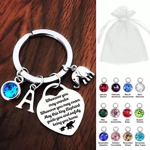 Travel Elephant Keyring, Personalised Initial, Good Luck,Safe Travels,Travelling - Picture 1 of 1
