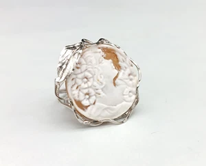 Anello donna cammeo vero argento bianco 925 misura regolabile - Foto 1 di 12