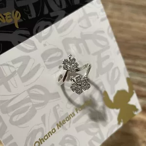 Disney Jewelry Lilo & Stitch Hibiscus Flower Bypass Ring Silver Size 8 - Picture 1 of 9