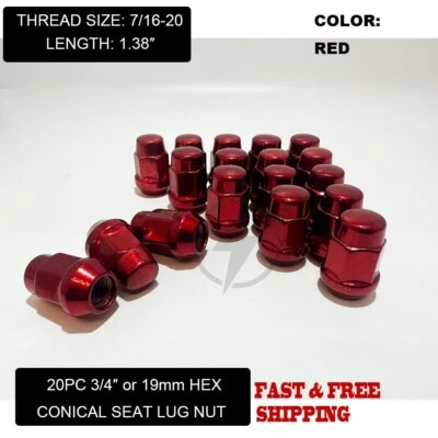 Tuercas de bellota abultadas rojas 20 piezas 7/16-20 para Pontiac Firebird GTO Grand Am 7/16 Foto 1 de 4