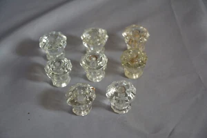 SET 8 ANTIQUE 10 PT CRYSTAL GLASS KITCHEN DRAWER DOOR KNOBS WITH SCREWS (R44) - Picture 1 of 5
