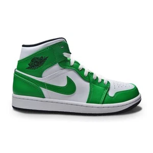 Mens Nike Air Jordan 1 Mid - DQ8426 031- Lucky Green Black White - Picture 1 of 5