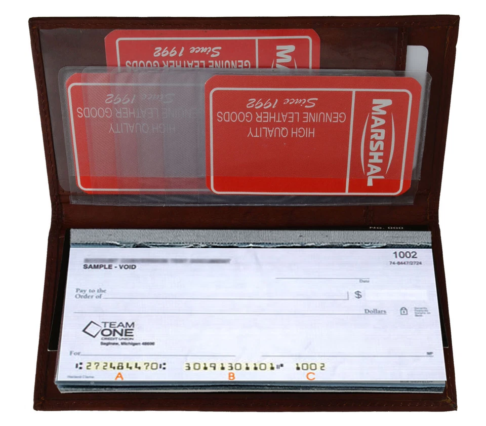 Burgundy Genuine Leather Plain Checkbook Cover Long Men Lady Wallet