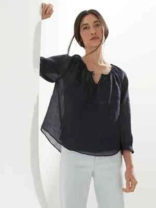NEU BANANA REPUBLIC UNGEFÜTTERTES RAMIE OBERTEIL MIT BINDEBAND, MARINEBLAU ST SMALL TALL NEU MIT ETIKETT - Bild 1 von 1