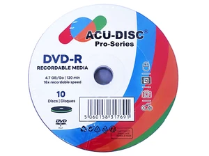 10 Pack ACU-DISC Pro-Series Blank Recordable DVD-R 16x 4.7GB 120 Min Discs - Afbeelding 1 van 3