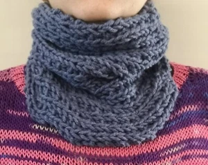 Scaldacollo Sciarpa ad Anello Ai Ferri BLù Unisex - Foto 1 di 3