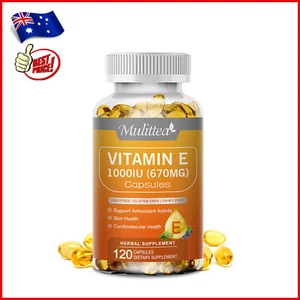 120 Capsules Vitamin E 1000 IU 670mg Supports Skin,Hair,Immune and Eye Health - Picture 1 of 9