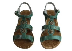 Andacco Madisson Flat Green Leather Sandals SIZE 40 / 9 AU Made In Brazil Boho - Picture 1 of 14