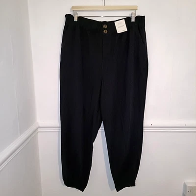 F&F Womens Trousers Black BNWT Size UK 18 Jogger Crop High Waist Minimalist - Image 1 of 4