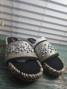 Schöne Naked Feet Espadrille Strass Sandale mit Schmucksteinen 8M Top Koy - Bild 1 von 21