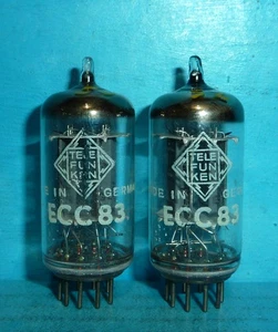 2 Telefunken 12AX7 ECC83 Tubes Smooth Plates Diamonds Pins Matched D/C's Tested - Picture 1 of 3