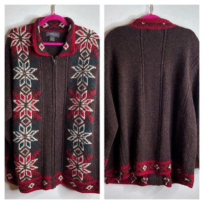 Cárdigan Suéter Designs & Co Lane Bryant 3X Marrón 100% Lana Manga Larga Usado en Excelente Condición Foto 1 de 4