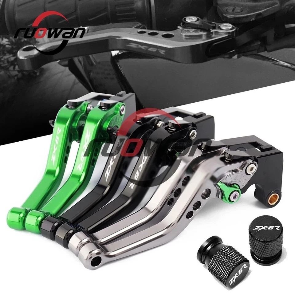 Palancas de embrague de freno ajustables cortas CNC aptas para Kawasaki Ninja ZX-6R ZX6R ZX 6R Foto 1 de 4