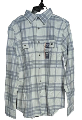George White/Blue Plaid LS Collared Button Up Flannel Shirt Sz S NWT PET RESCUE - Image 1 of 4