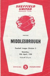 SHEFFIELD UNITED V MIDDLESBROUGH ~ 19 APRIL 1958 - Picture 1 of 1