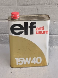 Vintage Elf Anti Usure Presti 15W/40 Oil Can \ Tin 2 Litres Used Empty (EL15) - Foto 1 di 11