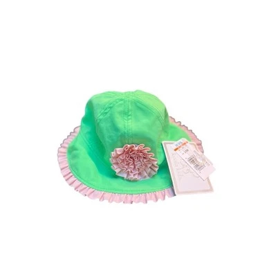 NWT! Green & Pink Babies “R” Us Koala Kids Ruffle Flower Infant Sun Hat - Image 1 of 4