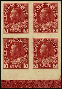 Canada   1911-25  Unitrade # 138   MNH LR Block of 4 with Lathework VF/XF  - Picture 1 of 1