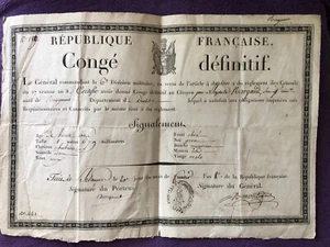 Révolution française : Congé définif d'un sergent - 20 frutidor an VIII - Imagen 1 de 3