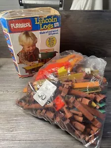 Vintage Playskool Lincoln Logs Set And Various Extra pieces. With Original Box - Picture 1 of 6