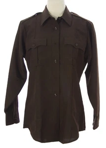 FLYING CROSS Women's Brown LS Button-Front Uniform Shirt $42 NEW - Picture 1 of 2