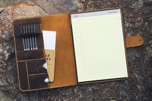 vintage leather business portfolio folder holder for 8.5 x 11.75 letter size - Picture 1 of 10