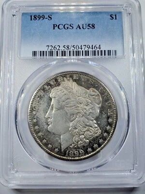 1899-S Morgan Silver Dollar PCGS graded AU 58 EVERYMAN SET  - Image 1 of 4