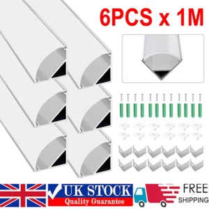 6x1M LED Aluminium Channel Profile Extrusion Diffuser Strip Lights Cover 3.3ft - Picture 1 of 14