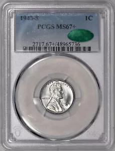 1943-S Lincoln Head One Cent 1c Steel Penny PCGS MS67+ CAC - Picture 1 of 5