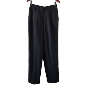 Pantalones Ralph Lauren para mujer 8 negros de lana plisados puño cónico tiro alto - Imagen 1 de 8