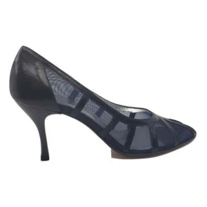 6425 Capretto Navy Mesh and Leather Versani Pumps - Picture 1 of 11