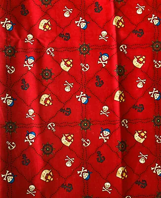 1.5 Yards X 43" Vintage Fabric Pirate Ships Skulls~Debbie Mumm For JoAnn NEW! - Image 1 of 3