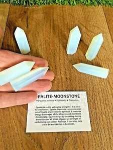 1 x OPALITE MOONSTONE POINT OBELISK, CHAKRA HEALING CRYSTAL 50-60mm + card - Picture 1 of 6