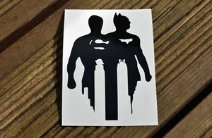 BATMAN & SUPERMAN SILHOUETTE VINYL DECAL STICKER CAR/VAN/WALL/LAPTOP/TABLET - Picture 1 of 10