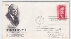 TurtlesTradingPost- Herbert Hoover #1269- 1965- FDC Artcraft- Forwarded Mail - Picture 1 of 2