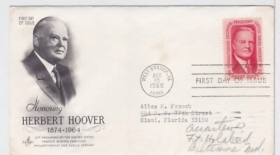 TurtlesTradingPost- Herbert Hoover #1269- 1965- FDC Artcraft- Forwarded Mail - Image 1 of 2