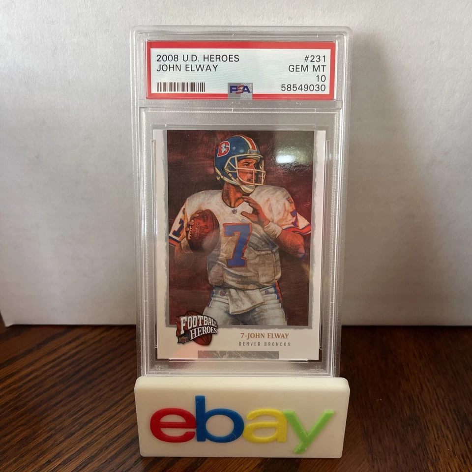 2008 Upper Deck Heroes #231 John Elway PSA 10 Denver Broncos Pop 16 - Image 1 of 3