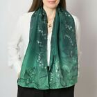 Hand Painted Silk Scarf Lily of The Valley Floral Print Green Scarf Gift for Mom