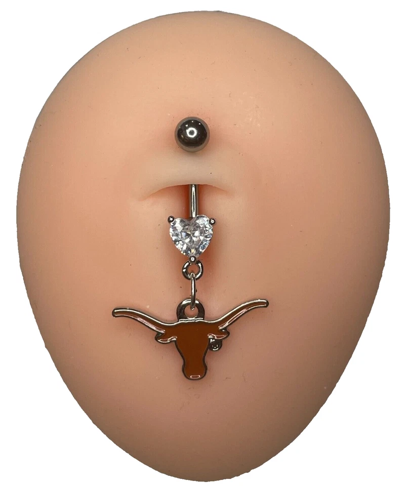 Piercing para el vientre anillo ombligo corazón Longhorns circonita cúbica - hipoalergénico Foto 1 de 1