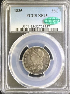 1835 Capped Bust Quarter PCGS Graded XF45 CAC! - Picture 1 of 4