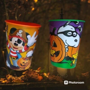 Disney Mickey Mouse Snoopy Woodstock Halloween Kunststoff Leckerli Becher 16 Oz Pirat  - Bild 1 von 8