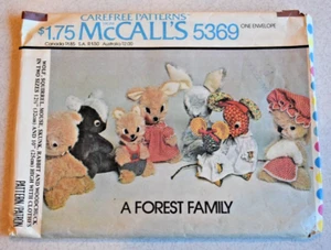 McCall's #5369 Pattern Forest Family 10" 12" Woodchuck Squirrel Rabbit Skunk - Picture 1 of 7