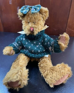 Boyds Bears Collection 10 Zoll Plüsch-Pullover Braunbär grün Vintage 1990 - Bild 1 von 8