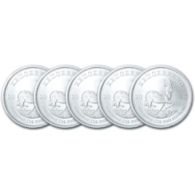 2025 South Africa Silver Krugerrand 1 oz 1 Rand - BU Five 5 Coins - Image 1 of 3