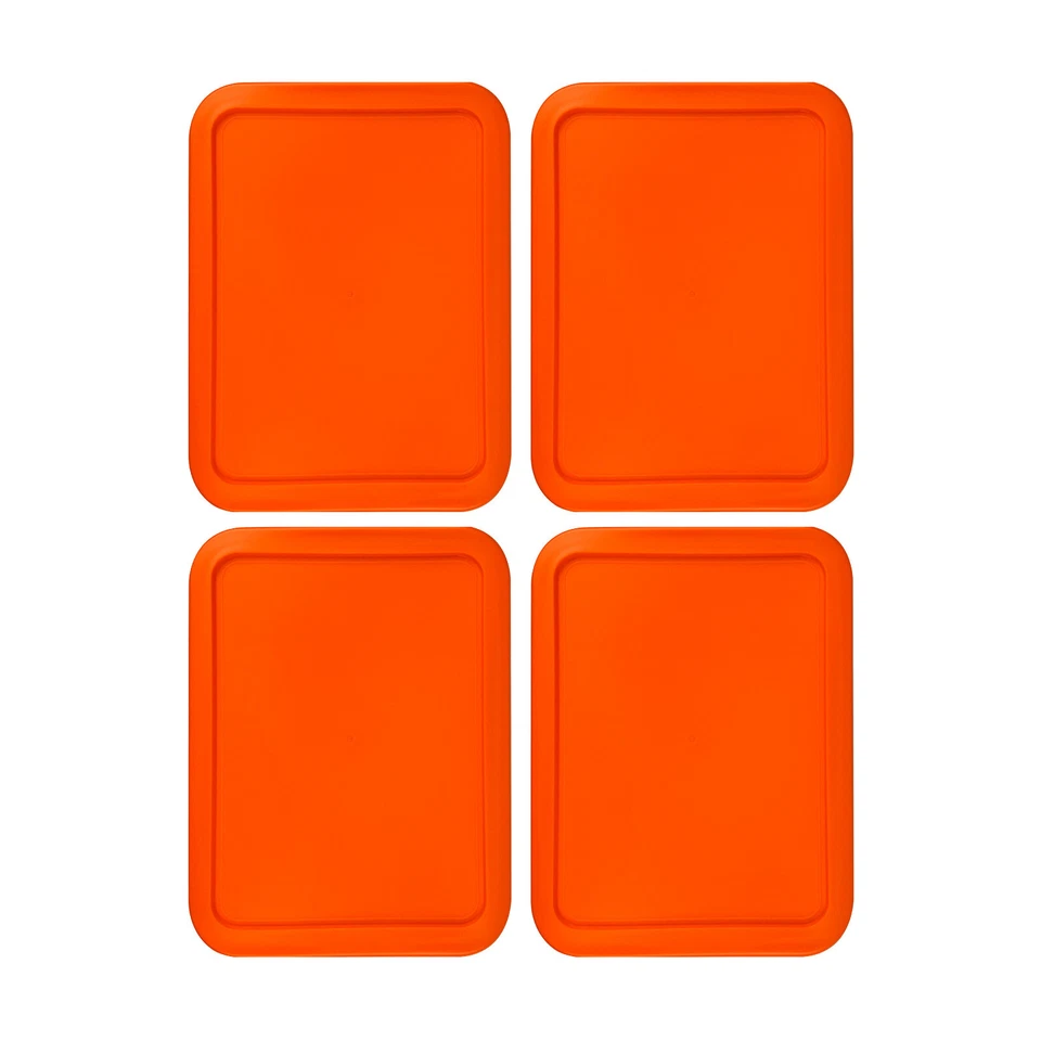 Replacement Lid for 6-CUP Pyrex Cover Rectangle (6.75" x 8.75") ORANGE (4-Pack) - Image 1 of 1