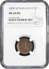 1898 Netherlands 1 Cent Choice Uncirculated NGC MS64 BN